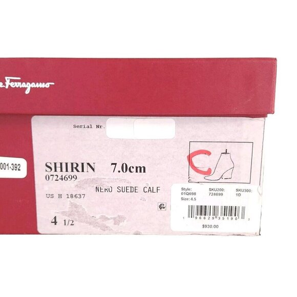 Salvatore Ferragamo Shirin Suede Ankle Boots US 4.5 34.5 Black New - Picture 11 of 14